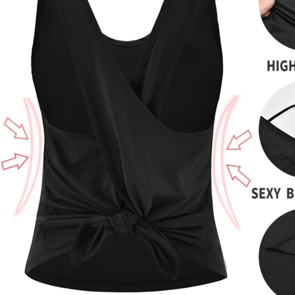 🧘🏼♀️Just In! Black Cross Back Yoga Top - Picture 4 of 7